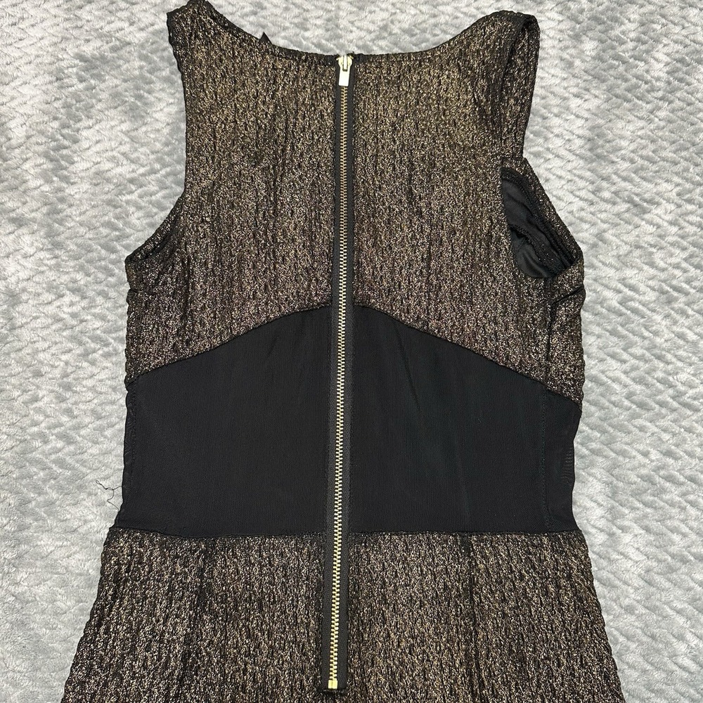 Express Y2K Dress Womens S Size 0 Mesh See Through‎ V Neck Black Gold Whimsygoth - Picture 12 of 12